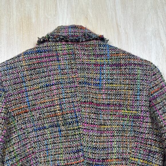 Trina Turk Multicolor Tweed Wool Blend Preppy Button Front Lined 6 Blazer Jacket - Picture 12 of 14